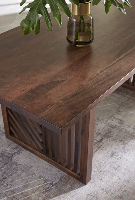 Fevano Solid Wood Rectangular Dining Table in Smoked Brown by Modus Furniture at Eve Furniture