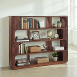 Henderson 67" Wide Bookshelf in Pecan Brown Sandblasted