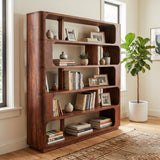 Henderson 69" Tall Bookshelf in Pecan Brown Sandblasted