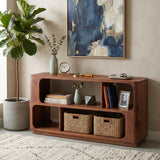 Henderson 67" Console Table in Pecan Brown Sandblasted