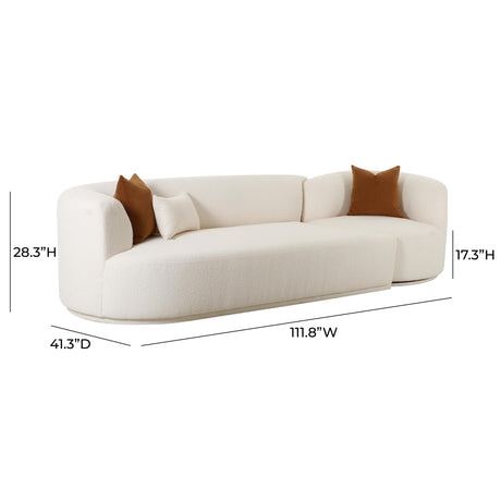 Fickle Cream Boucle 2-Piece Modular Sofa by TOV Furniture at Eve Furniture