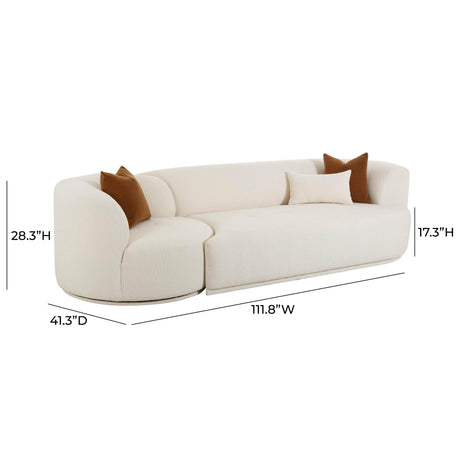 Fickle Cream Boucle 2-Piece Modular Sofa by TOV Furniture at Eve Furniture