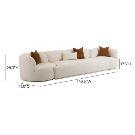Fickle Cream Boucle 3-Piece Modular Sofa by TOV Furniture at Eve Furniture