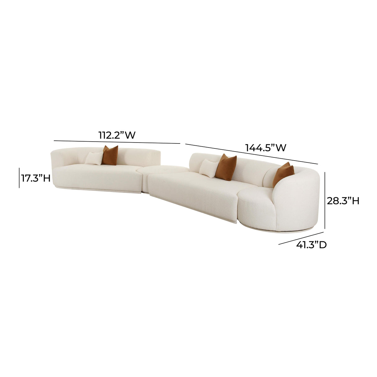 Fickle Cream Boucle 4-Piece Modular Sectional by TOV Furniture at Eve Furniture