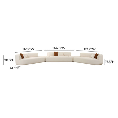 Fickle Cream Boucle 5-Piece Modular Sectional by TOV Furniture at Eve Furniture