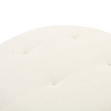 Fickle Cream Boucle Swivel Ottoman by TOV Furniture at Eve Furniture