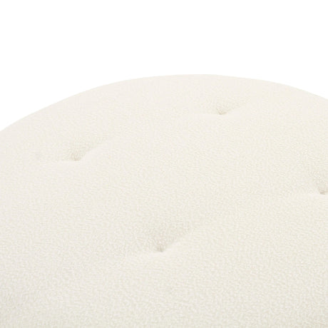 Fickle Cream Boucle Swivel Ottoman by TOV Furniture at Eve Furniture