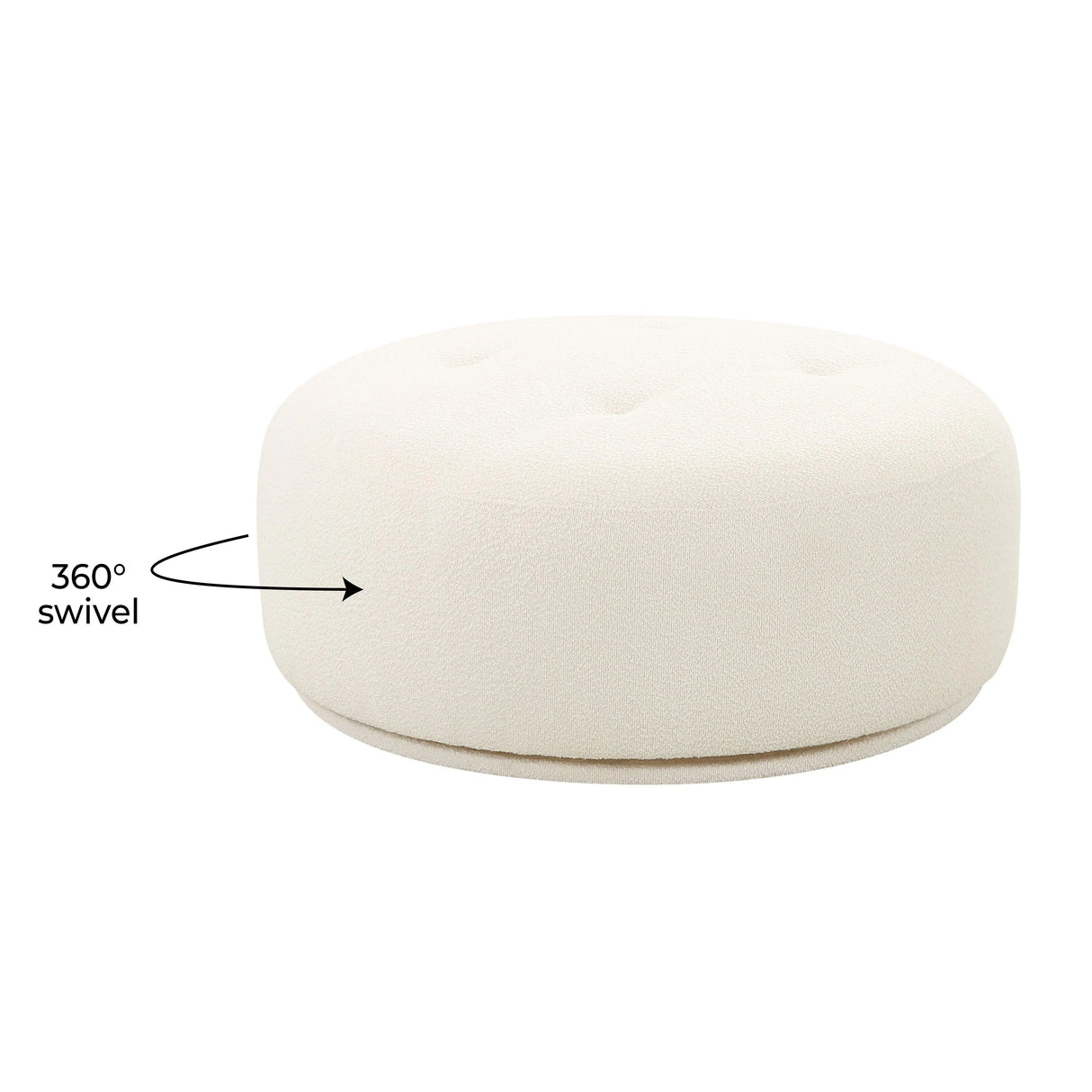 Fickle Cream Boucle Swivel Ottoman by TOV Furniture at Eve Furniture