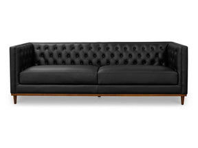 Fielder Black Leather Sofa