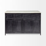 Fieri Solid Iron Black Body White Marble Top Four Drawer Kitchen Island by Mercana at Eve Furniture