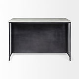 Fieri Solid Iron Black Body White Marble Top Four Drawer Kitchen Island by Mercana at Eve Furniture