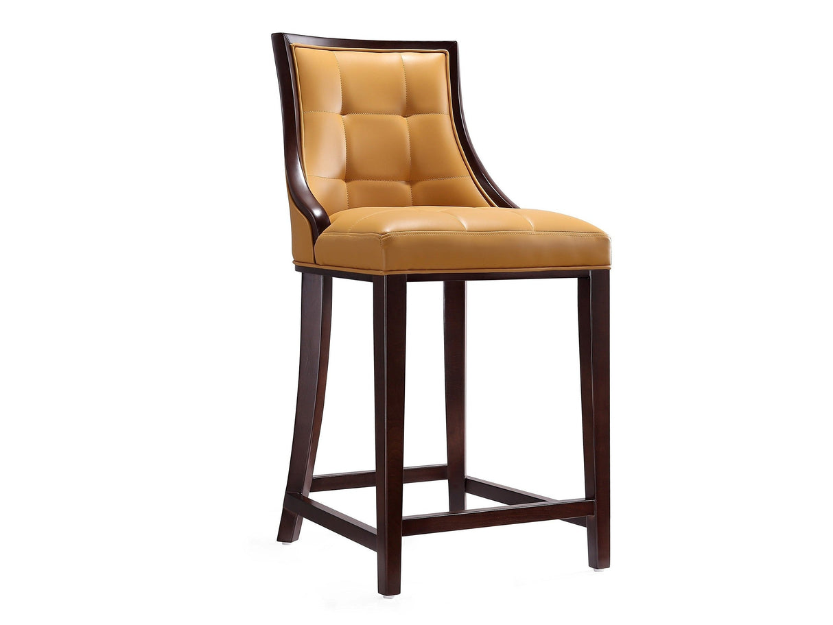 Fifth Ave Counter Stool in Camel and Dark Walnut by Manhattan Comfort at Eve Furniture