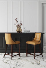 Fifth Ave Counter Stool in Camel and Dark Walnut (set of 2) by Manhattan Comfort at Eve Furniture
