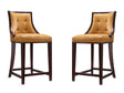Fifth Ave Counter Stool in Camel and Dark Walnut (set of 2) by Manhattan Comfort at Eve Furniture
