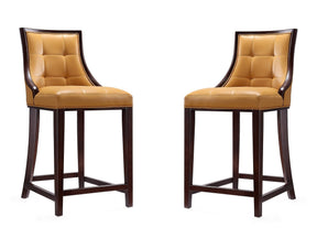 Fifth Ave Counter Stool in Camel and Dark Walnut (set of 2) by Manhattan Comfort at Eve Furniture