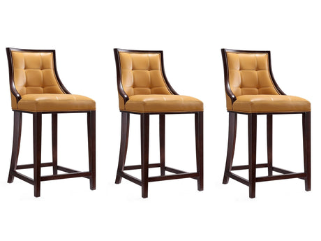 Fifth Ave Counter Stool in Camel and Dark Walnut (set of 3) by Manhattan Comfort at Eve Furniture