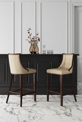 Fifth Ave Counter Stool in Cream and Dark Walnut by Manhattan Comfort at Eve Furniture