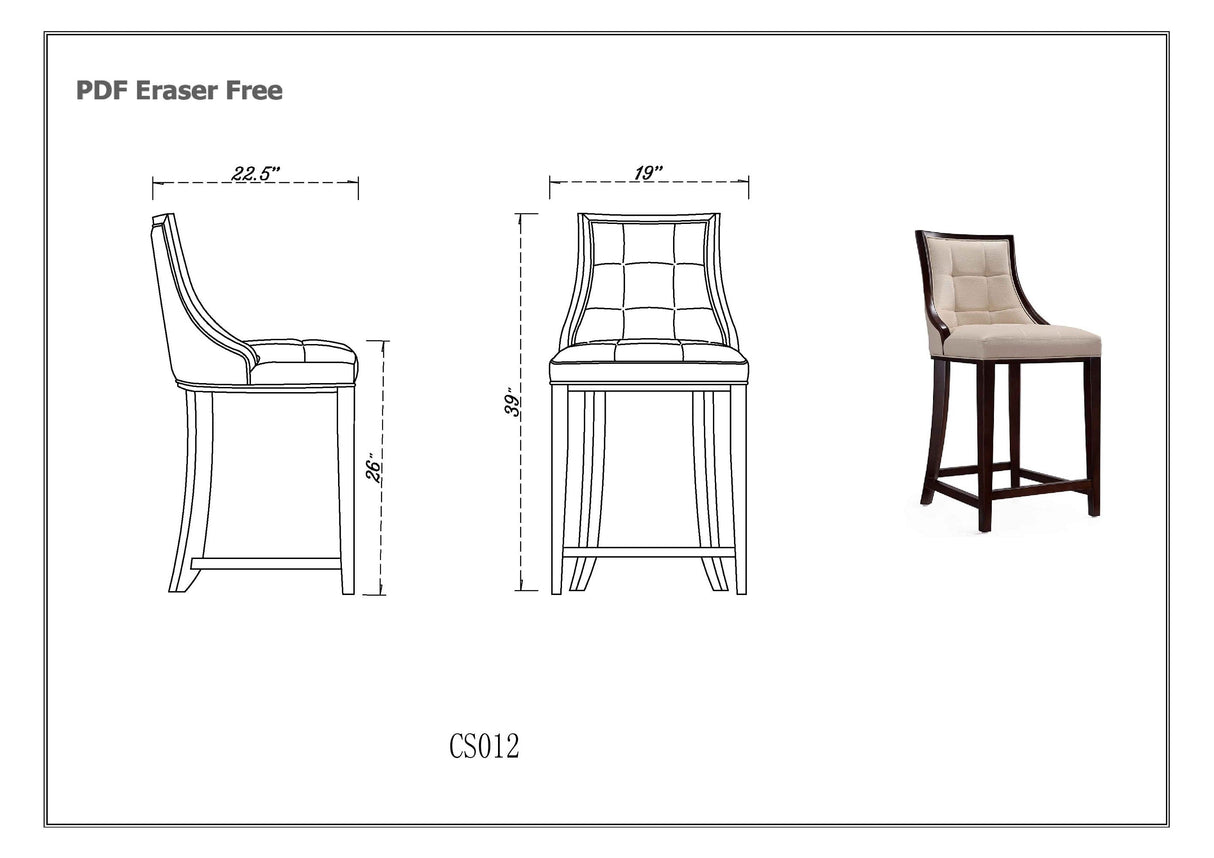 Fifth Ave Counter Stool in Cream and Dark Walnut by Manhattan Comfort at Eve Furniture