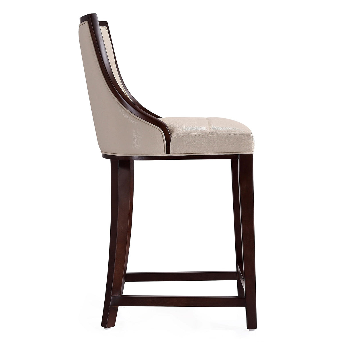Fifth Ave Counter Stool in Cream and Dark Walnut by Manhattan Comfort at Eve Furniture