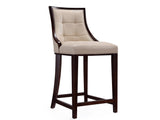 Fifth Ave Counter Stool in Cream and Dark Walnut by Manhattan Comfort at Eve Furniture