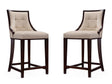 Fifth Ave Counter Stool in Cream and Dark Walnut (set of 2) by Manhattan Comfort at Eve Furniture