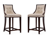 Fifth Ave Counter Stool in Cream and Dark Walnut (set of 2) by Manhattan Comfort at Eve Furniture
