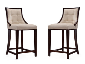 Fifth Ave Counter Stool in Cream and Dark Walnut (set of 2) by Manhattan Comfort at Eve Furniture