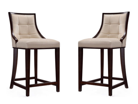 Fifth Ave Counter Stool in Cream and Dark Walnut (set of 2) by Manhattan Comfort at Eve Furniture