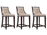 Fifth Ave Counter Stool in Cream and Dark Walnut (set of 3) by Manhattan Comfort at Eve Furniture
