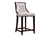 Fifth Ave Counter Stool in Pearl White and Walnut by Manhattan Comfort at Eve Furniture