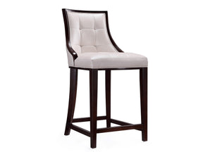 Fifth Ave Counter Stool in Pearl White and Walnut by Manhattan Comfort at Eve Furniture