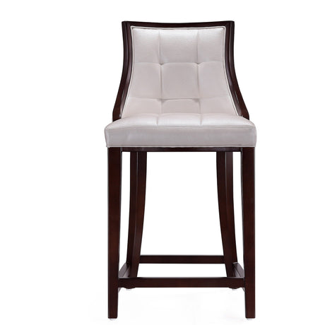 Fifth Ave Counter Stool in Pearl White and Walnut (set of 2) by Manhattan Comfort at Eve Furniture