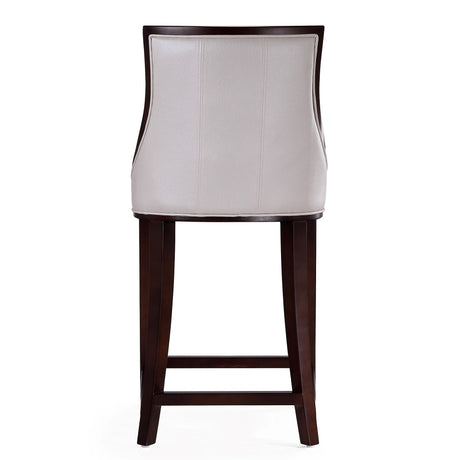 Fifth Ave Counter Stool in Pearl White and Walnut (set of 2) by Manhattan Comfort at Eve Furniture