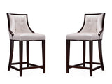 Fifth Ave Counter Stool in Pearl White and Walnut (set of 2) by Manhattan Comfort at Eve Furniture