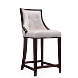 Fifth Ave Counter Stool in Pearl White and Walnut (set of 3) by Manhattan Comfort at Eve Furniture