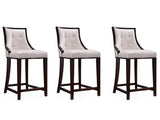 Fifth Ave Counter Stool in Pearl White and Walnut (set of 3) by Manhattan Comfort at Eve Furniture