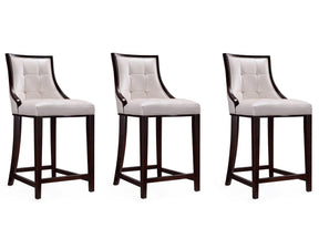 Fifth Ave Counter Stool in Pearl White and Walnut (set of 3) by Manhattan Comfort at Eve Furniture