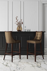 Fifth Avenue Bar Stool in Bronze and Walnut by Manhattan Comfort at Eve Furniture