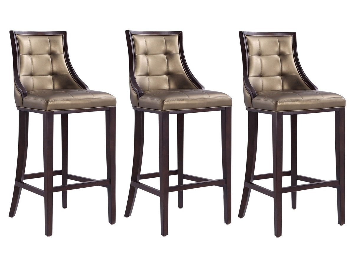 Fifth Avenue Bar Stool in Bronze and Walnut (set of 3) by Manhattan Comfort at Eve Furniture