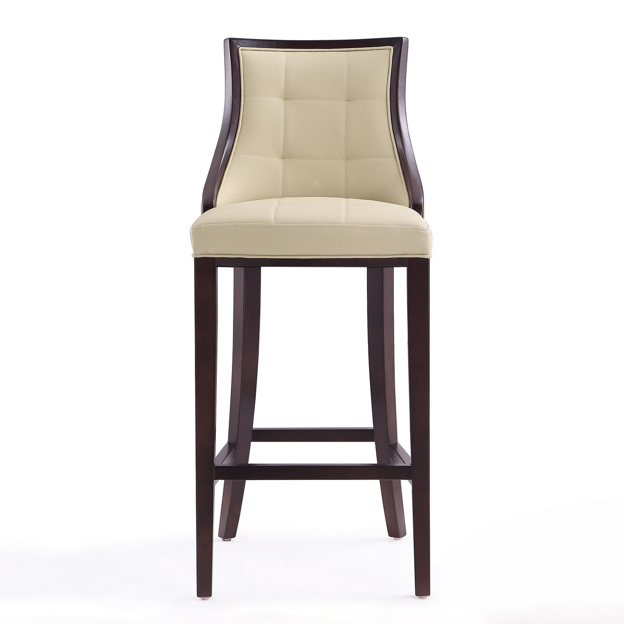 Fifth Avenue Bar Stool in Cream and Walnut by Manhattan Comfort at Eve Furniture