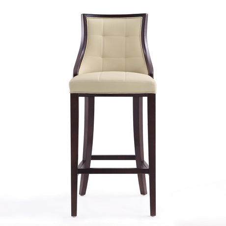 Fifth Avenue Bar Stool in Cream and Walnut by Manhattan Comfort at Eve Furniture
