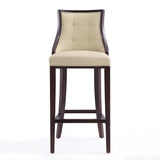 Fifth Avenue Bar Stool in Cream and Walnut by Manhattan Comfort at Eve Furniture