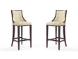 Fifth Avenue Bar Stool in Cream and Walnut (set of 2) by Manhattan Comfort at Eve Furniture
