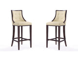 Fifth Avenue Bar Stool in Cream and Walnut (set of 2) by Manhattan Comfort at Eve Furniture
