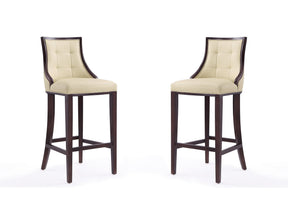 Fifth Avenue Bar Stool in Cream and Walnut (set of 2) by Manhattan Comfort at Eve Furniture