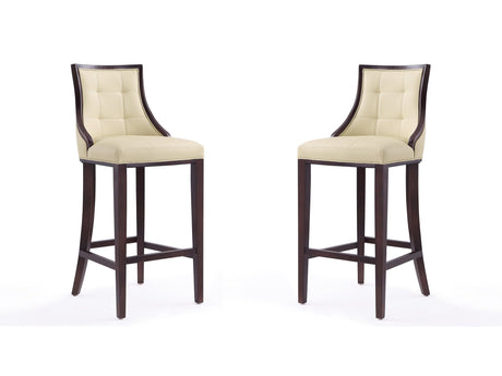 Fifth Avenue Bar Stool in Cream and Walnut (set of 2) by Manhattan Comfort at Eve Furniture