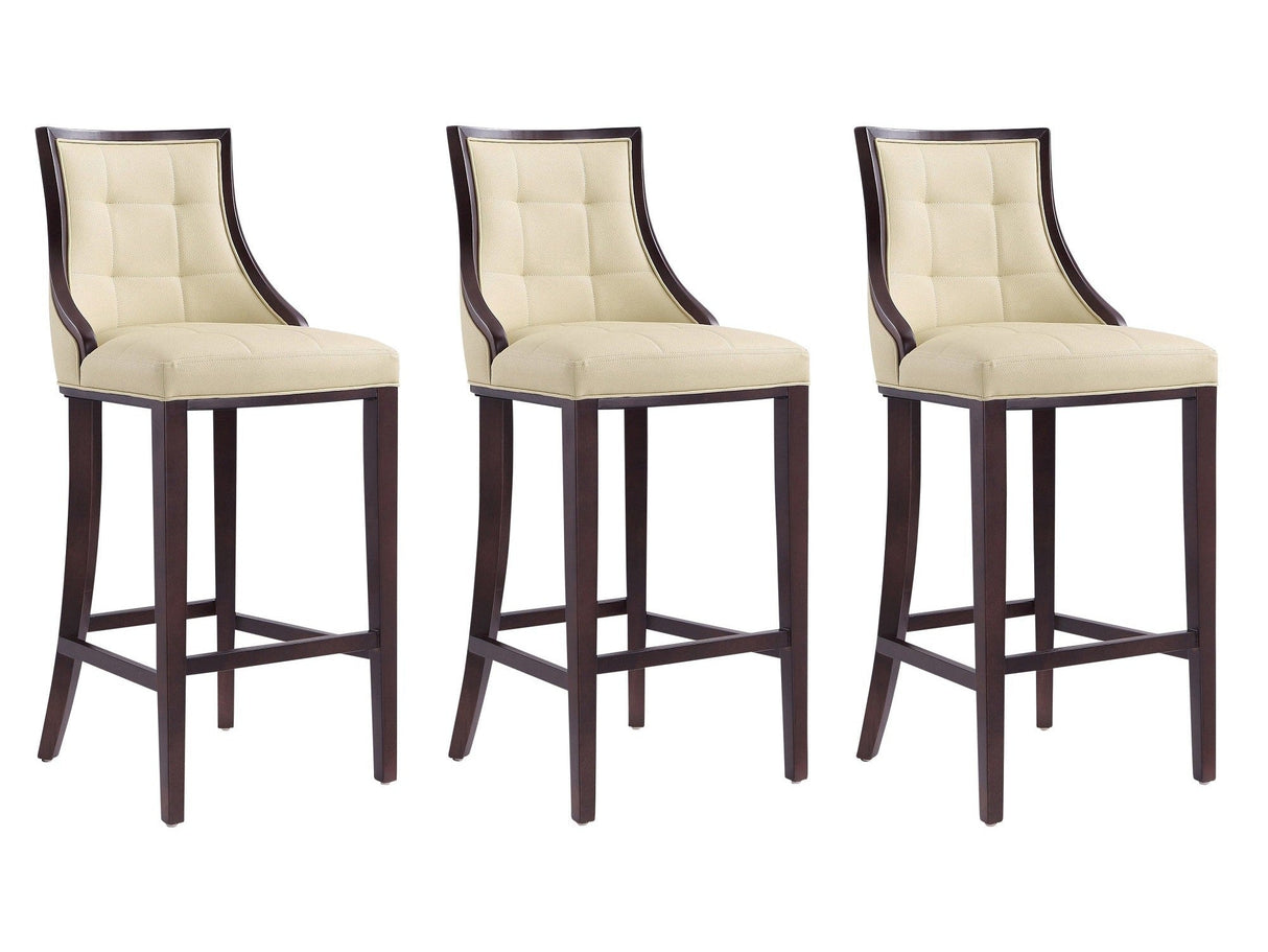 Fifth Avenue Bar Stool in Cream and Walnut (set of 3) by Manhattan Comfort at Eve Furniture