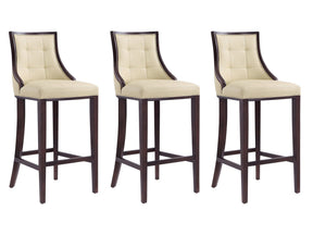 Fifth Avenue Bar Stool in Cream and Walnut (set of 3) by Manhattan Comfort at Eve Furniture