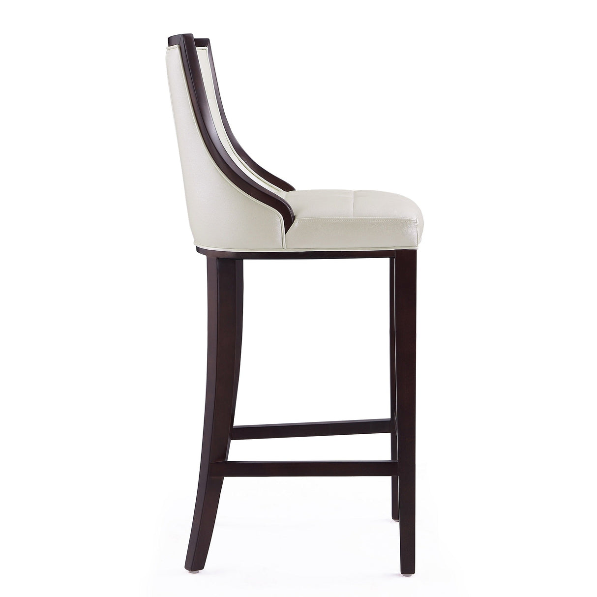 Fifth Avenue Bar Stool in Pearl White and Walnut by Manhattan Comfort at Eve Furniture