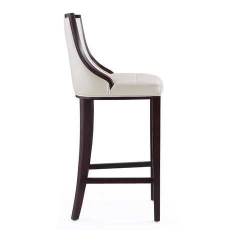 Fifth Avenue Bar Stool in Pearl White and Walnut by Manhattan Comfort at Eve Furniture